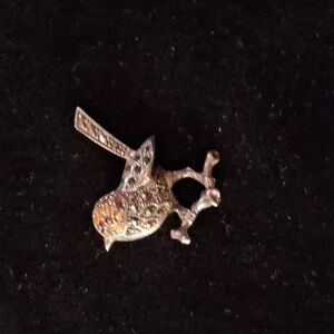 Antique 925 silver and marcasite fairywren pin or brooch